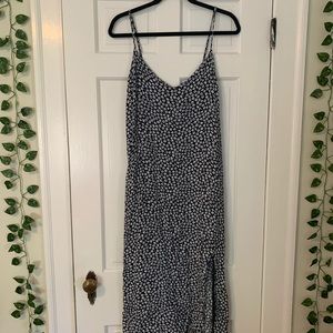 Navy floral midi dress